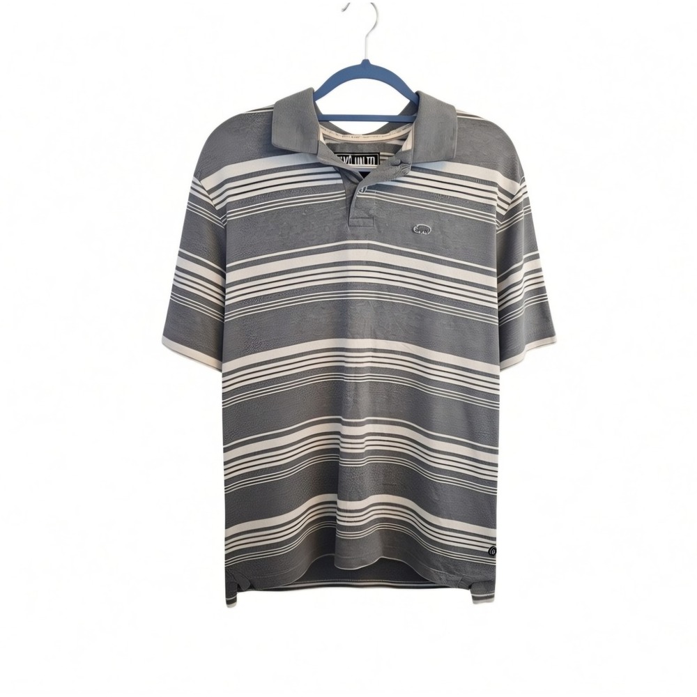 Vtg Y2K Ecko Unltd Polo Shirt Mens Large Striped Cotton Preppy Hip Hop Golf 90's